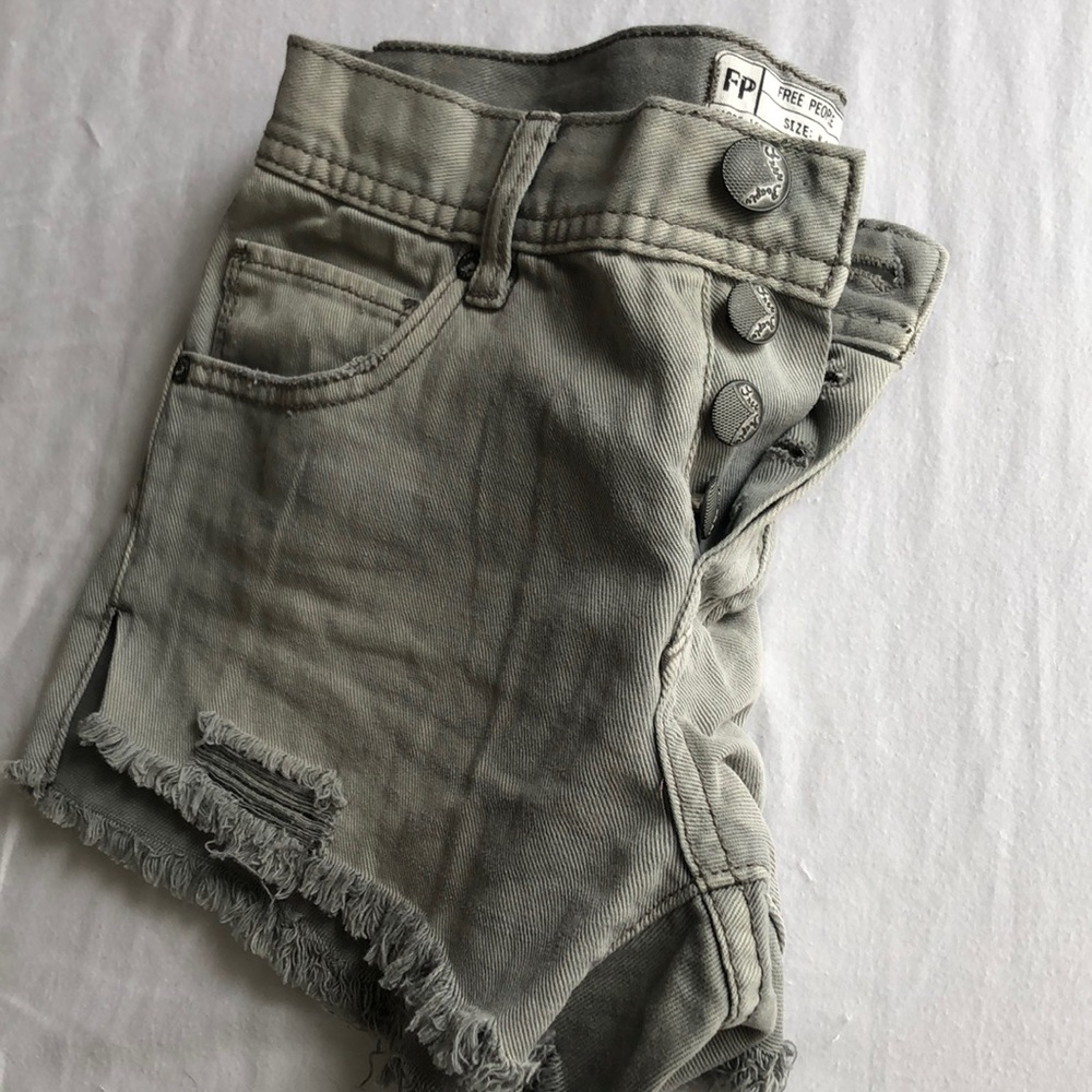 Free People cut off grey/green shorts